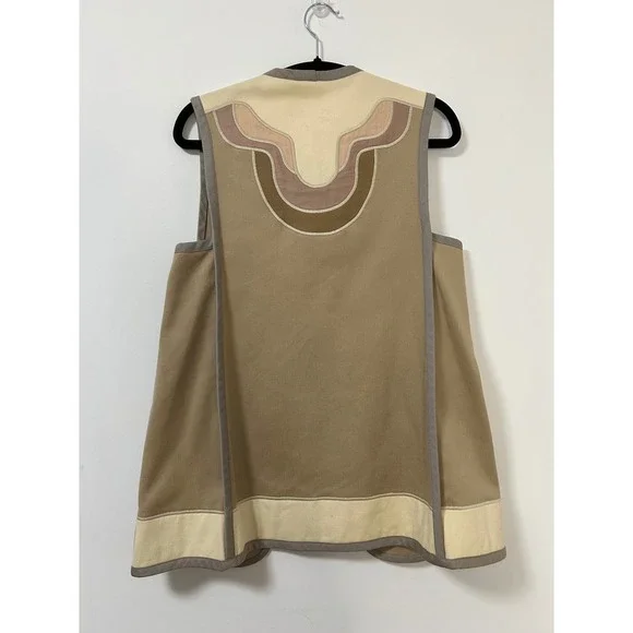 Vintage G. Girvin Seattle Silk Reversible Vest Women's Neutral Applique